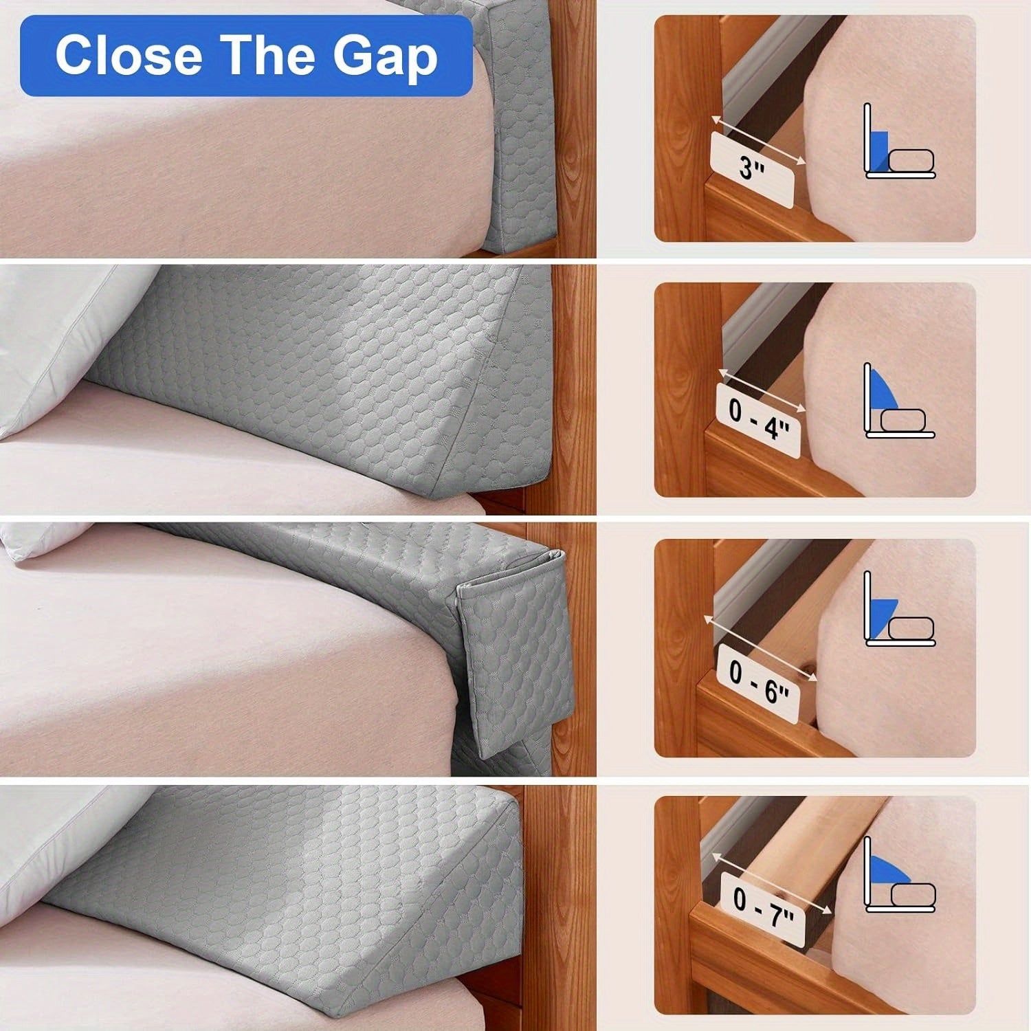[Wedge Pillow, Gap Filler] Bed Wedge Pillow - Gap Filler for Headboard or Wall, Backrest Sleeping Pillow
