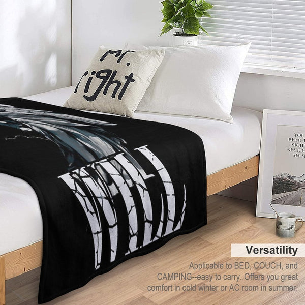 Angel with Cross, God’s Will Cracked Typography Design All-season Throw Blanket