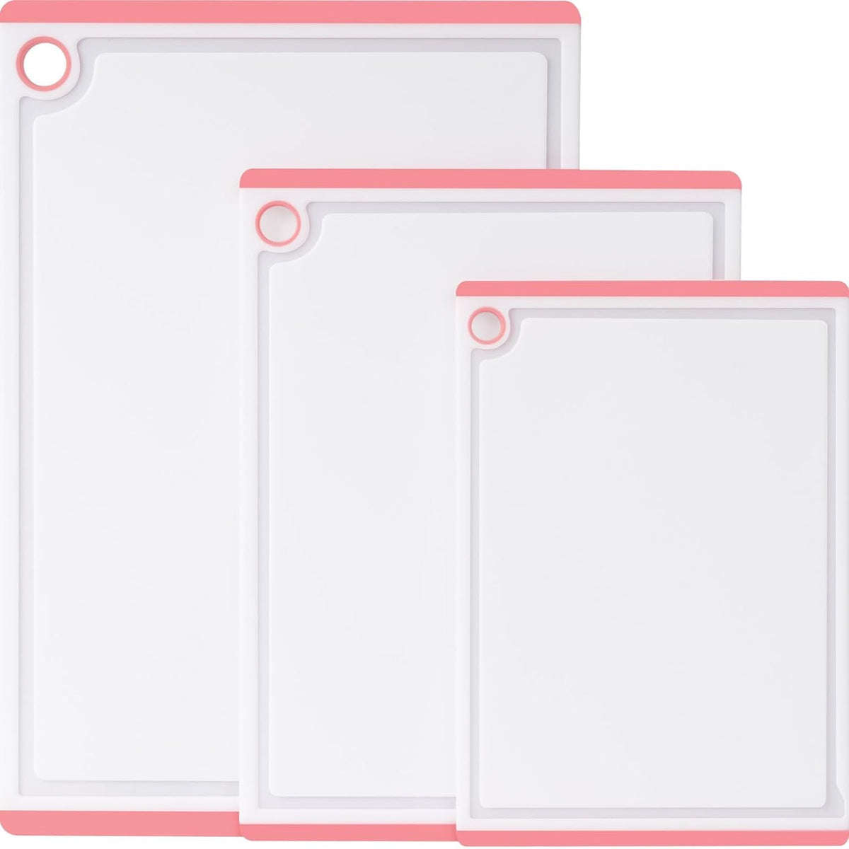 3-Piece Large Plastic Cutting Board Set with Non-Slip Feet and Juice Grooves
