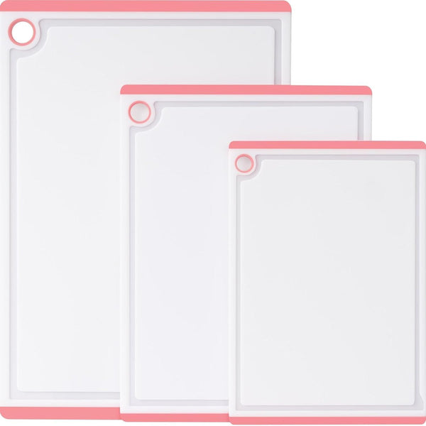 3-Piece Large Plastic Cutting Board Set with Non-Slip Feet and Juice Grooves