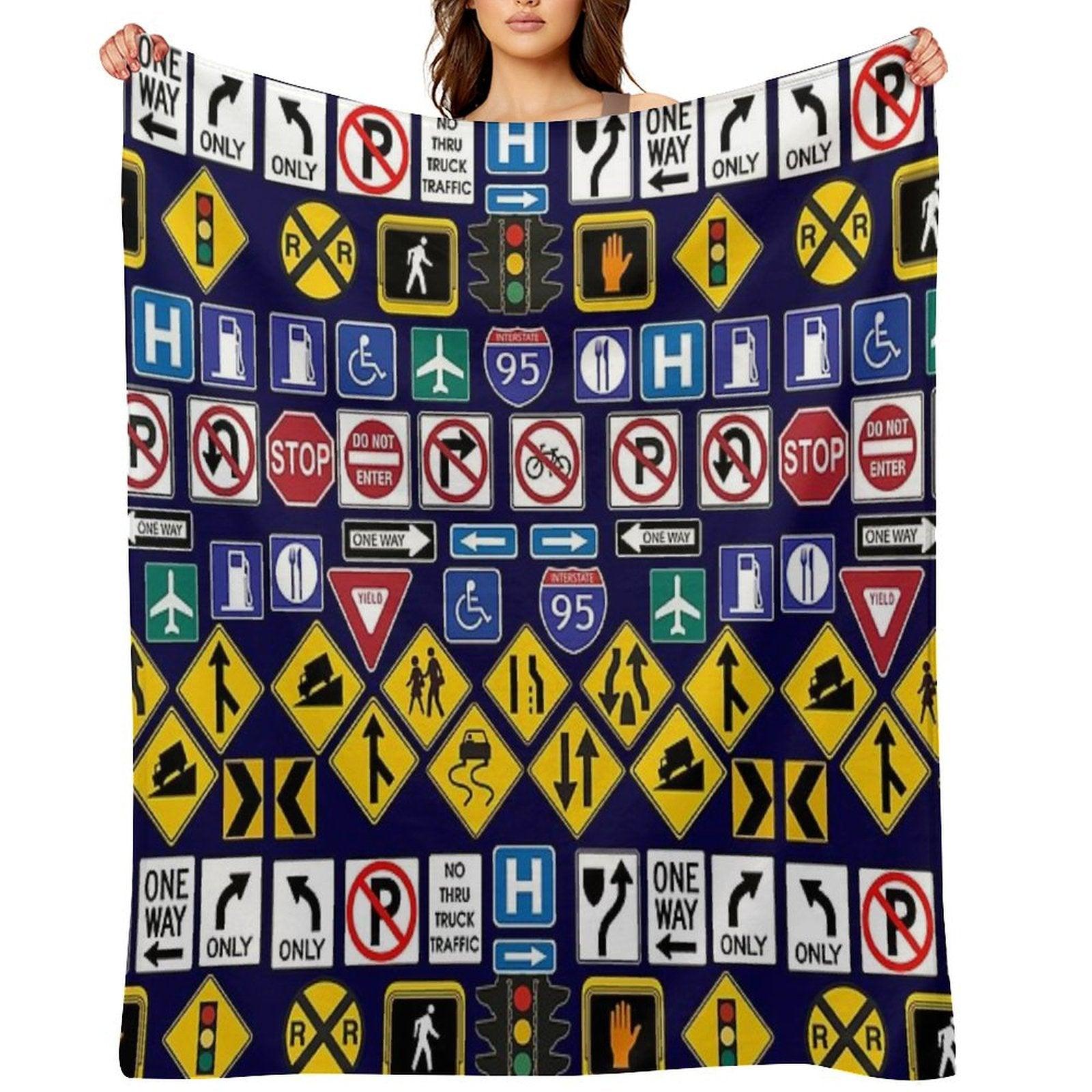 Road Signs, Regulations Signs Throw Blanket