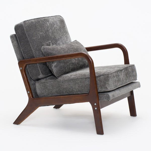 Dark Grey Mid‑Century Accent Chair
