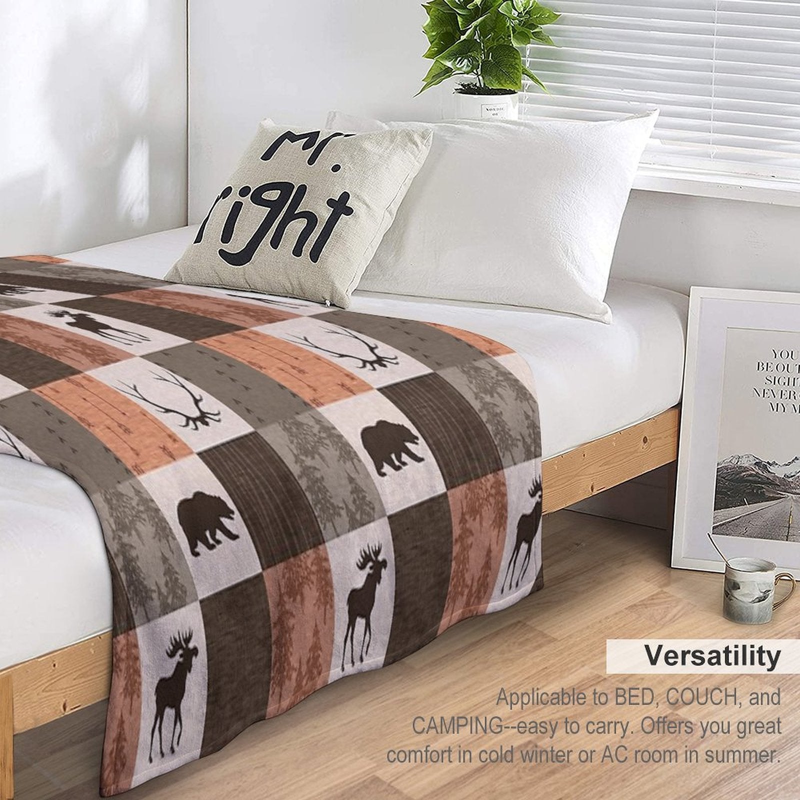 Woodland Patchwork - Rustbrown Easy Care Throw Blanket