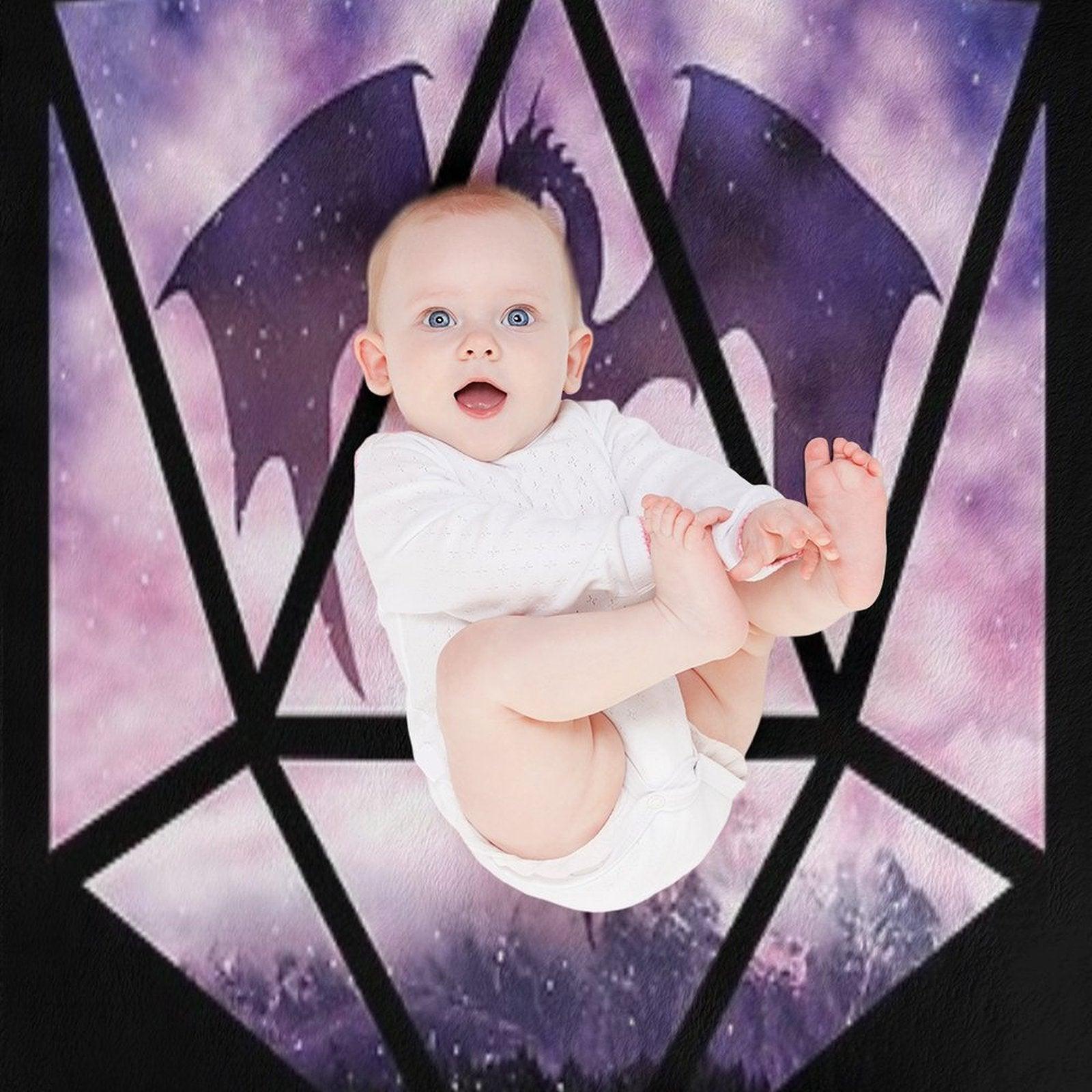 Purple Sky Dragon D20 Throw Blanket