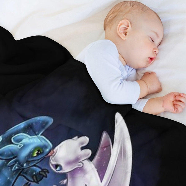 Dragon Heart - Starry Dragons - Toothless And Light Fury Throw Blanket