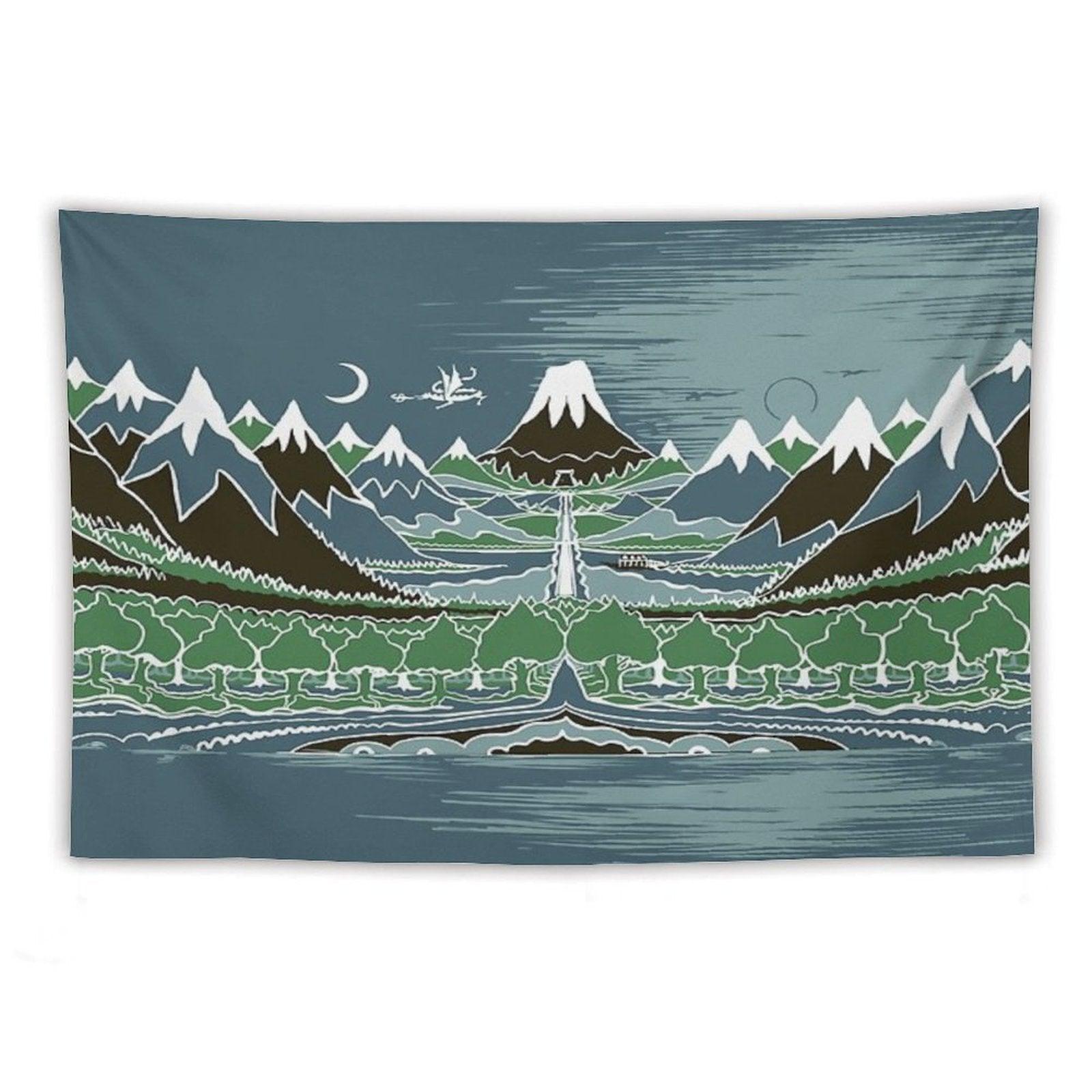 Forest Mountain Path in The Style of J.R.R.Tolkien Tapestry