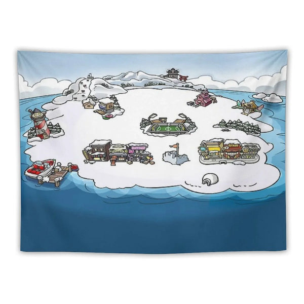 Club Penguin Map Tapestry