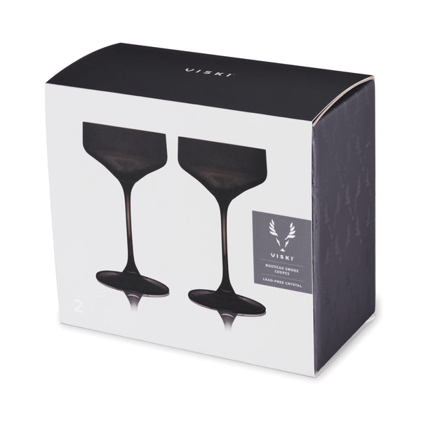 Reserve Nouveau Crystal Coupe Glasses in Smoke Set of 2
