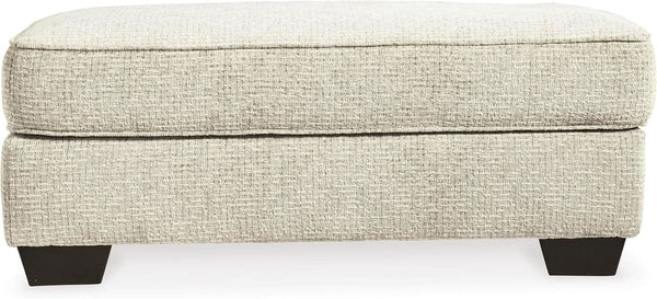 Beige Chenille Upholstered Ottoman With Cushioned Comfort