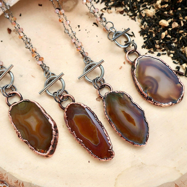 Handcrafted Agate Crystal Necklace Grounded Calm | By Blackbird & Sage