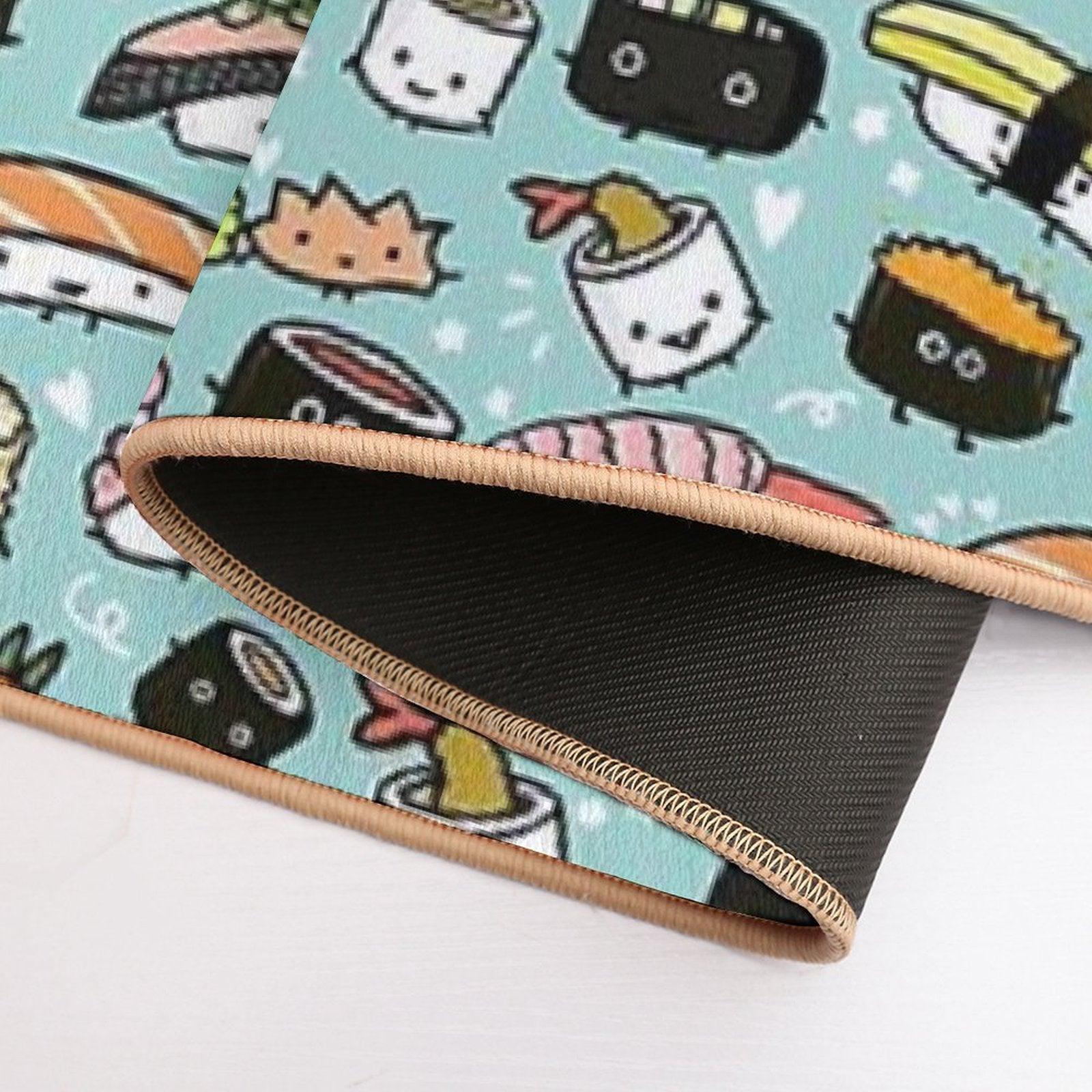 Cute Sushi Pattern  Kawaii Sushi Characters Bath Mat