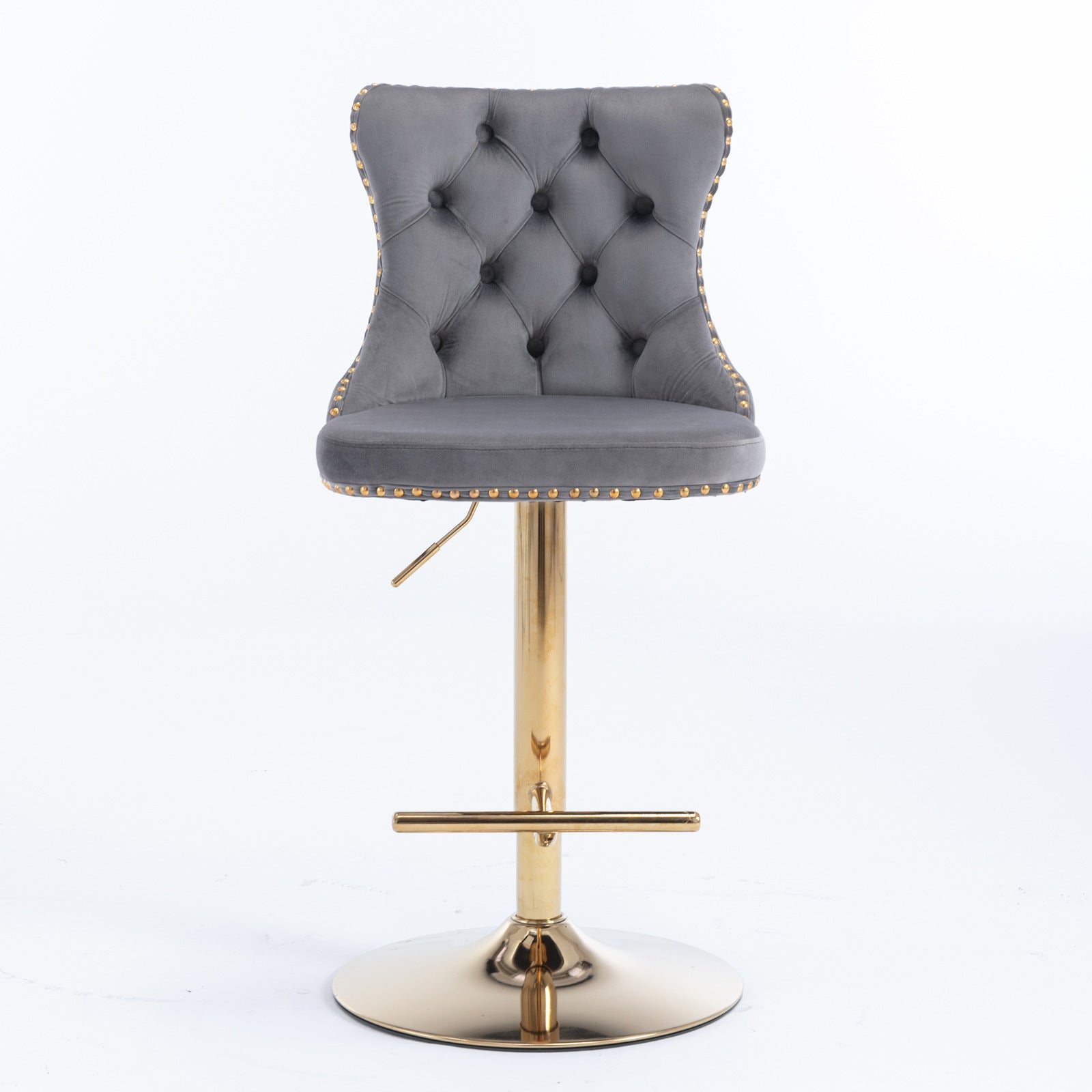 Golden Swivel Velvet Adjustable Barstools with Backs Upholstered Tufted for Home Pub