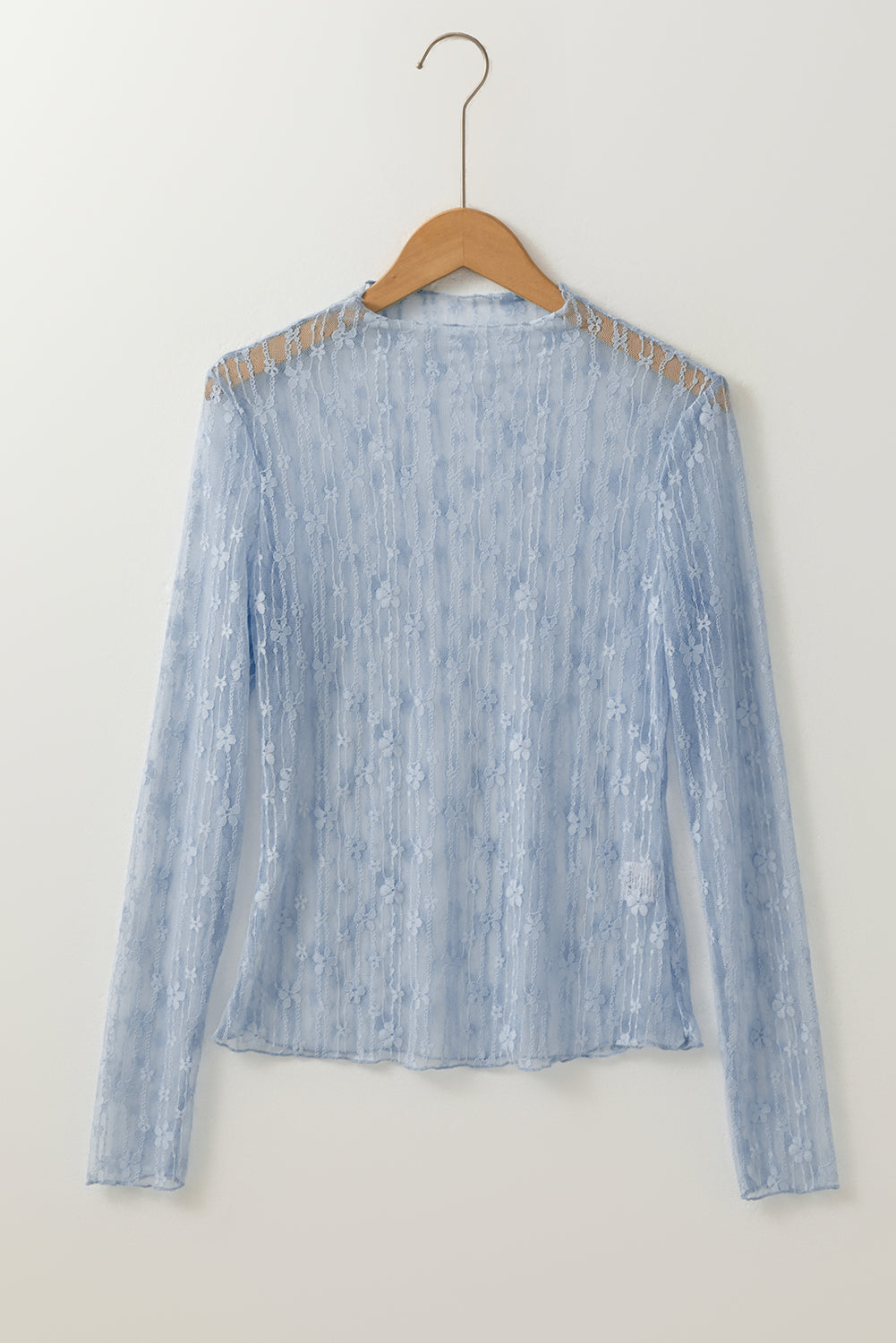 Adalynn Sheer Floral Lace Long Sleeve Top Threaded Pear
