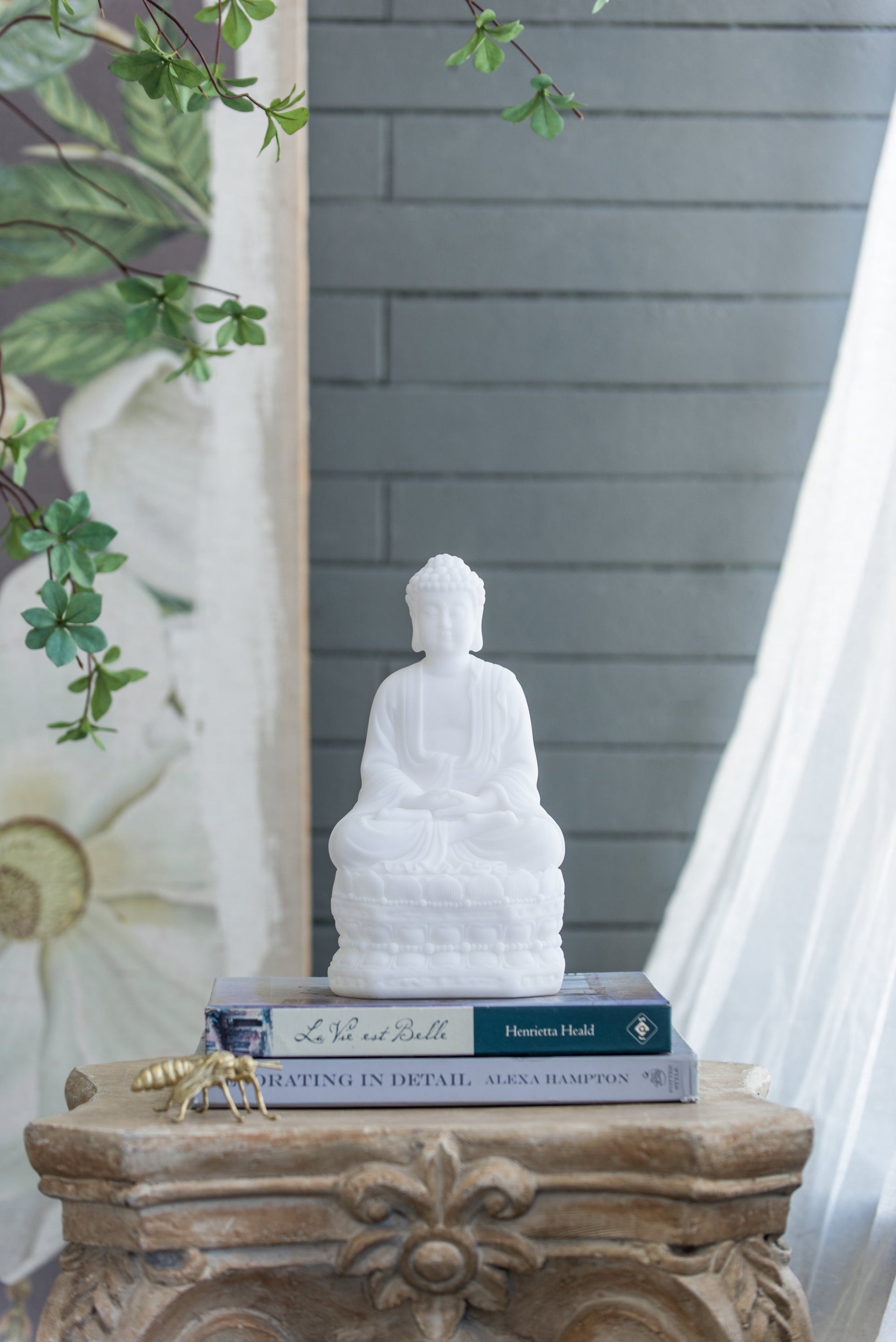 5.5x4.7x11.8' White Sitting Buddha Figure