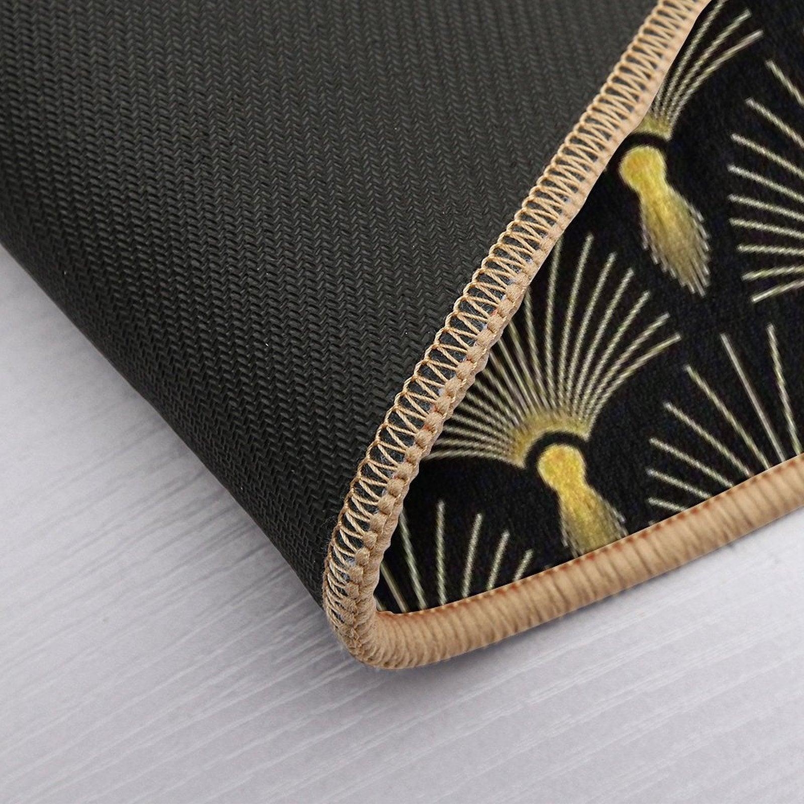 Vintage Hollywood Elegant Golden And Black Art Deco Bath Mat