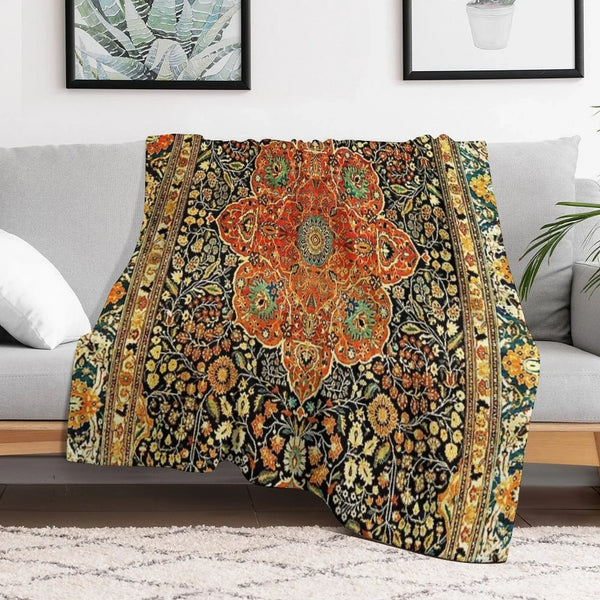Antique Persian Mohtashem Kashan Rug Print Throw Blanket
