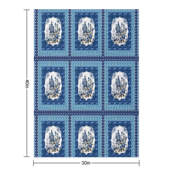 Elegant Floral Chinoiserie Blue And Turquoise Tile Eco-conscious Throw Blanket
