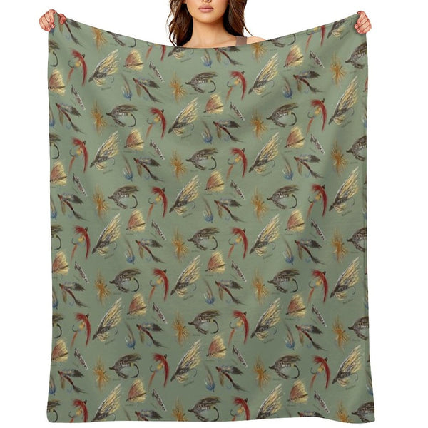 Fly Fishing with Hand Tied Flies! Multi-functional Throw Blanket