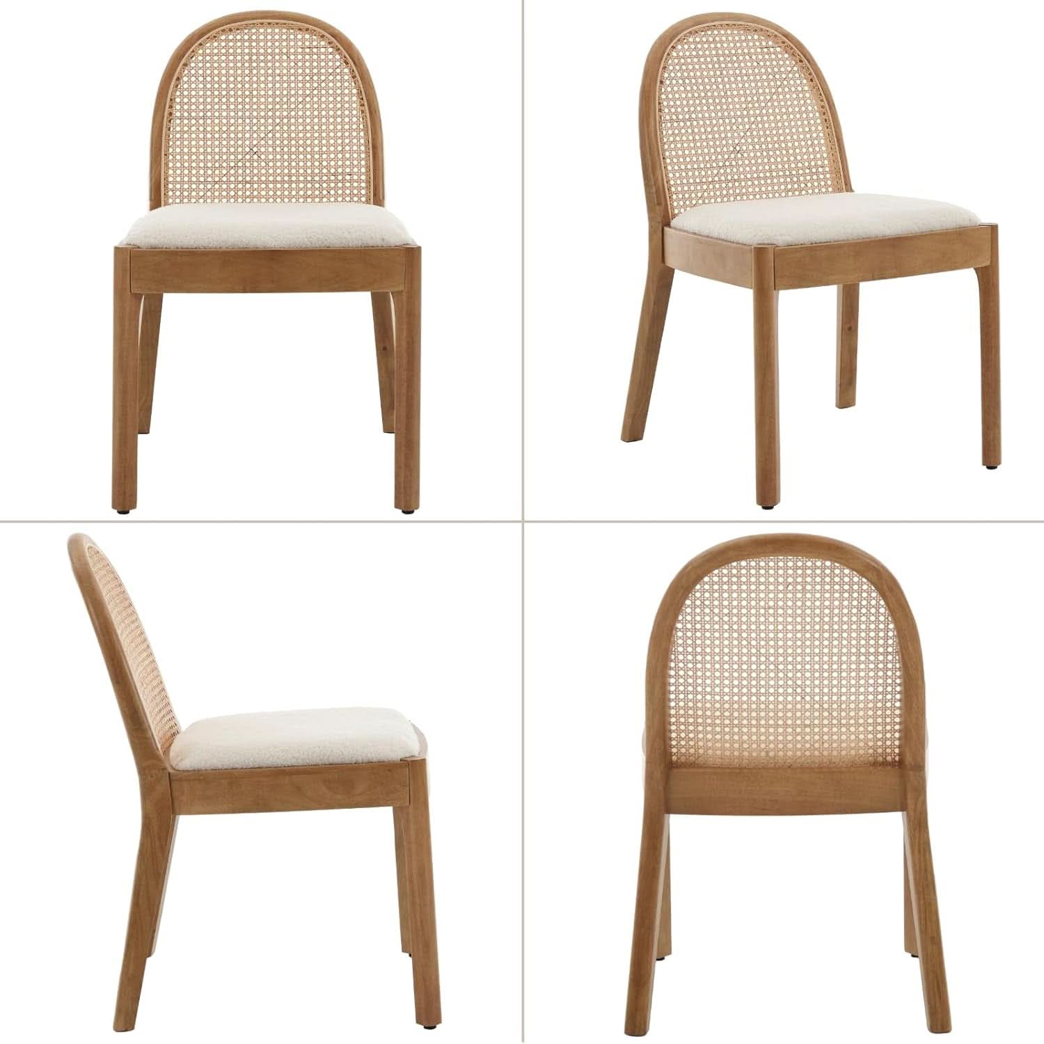 Mid Century Dining Chairs White Sherpa Upholstered