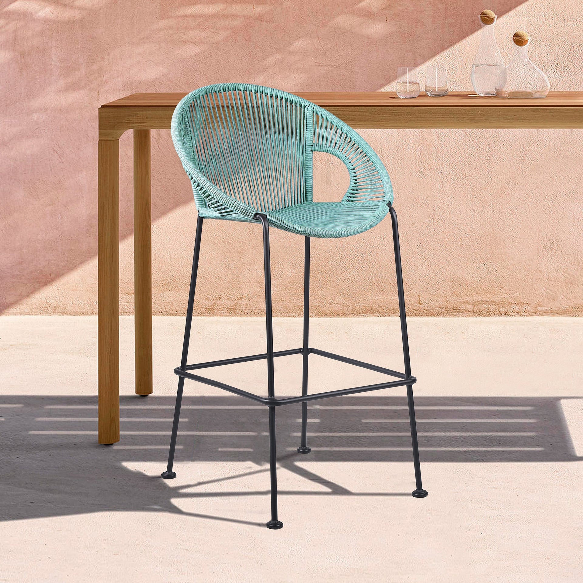 Acapulco 30' Indoor Outdoor Steel Bar Stool with Wasabi Rope