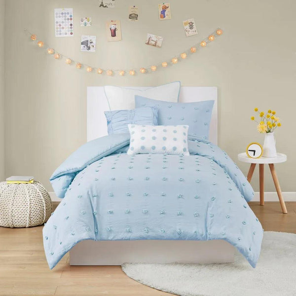Brooklyn Cotton Jacquard Comforter Set with Euro Shams and Throw Pillows - Gifts for You 'n Me