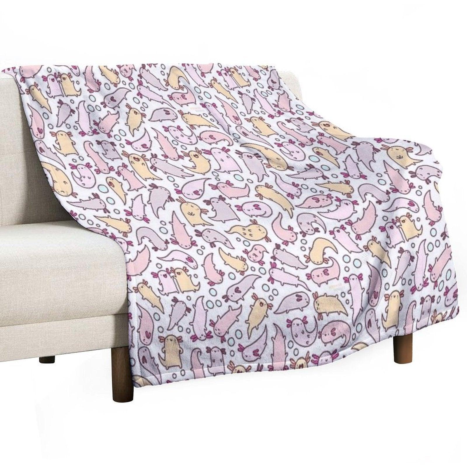 Adorable Axolotls Throw Blanket