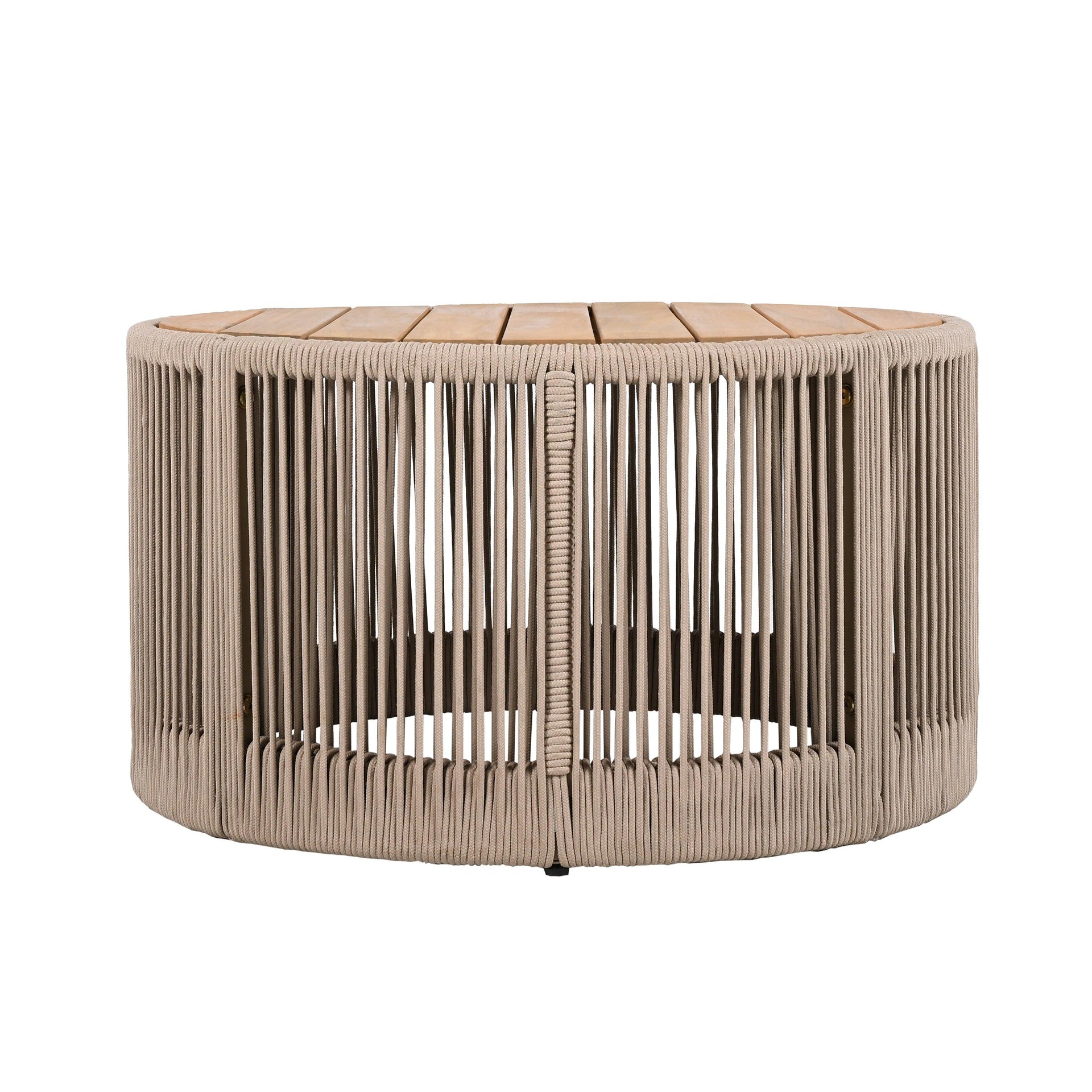 Outdoor Rattan Rope & Acacia Wood Coffee Table