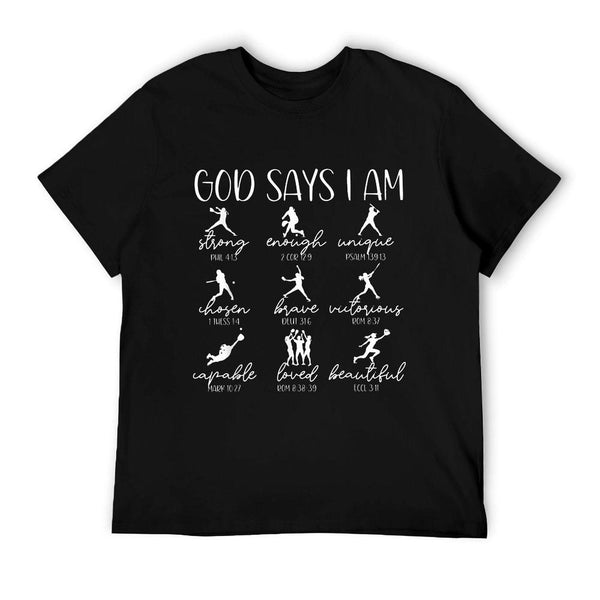 God Says I Am Bible Verse Religious Christian Softball Girls T-Shirt