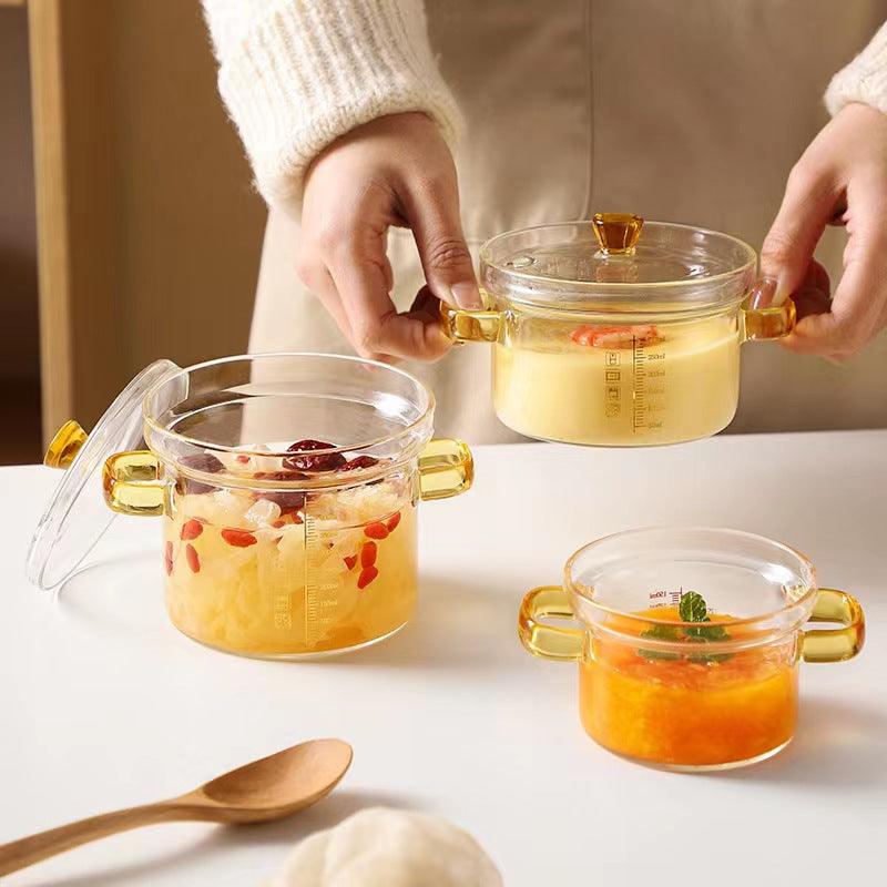Household Borosilicate Glass Stew Pot With Measurement Scale
