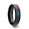 BARRACUDA Black Ceramic Ring with Bevels and Blue-Purple Color Changing Inlay - 6mm - 10mm - 6mm / 4.00
