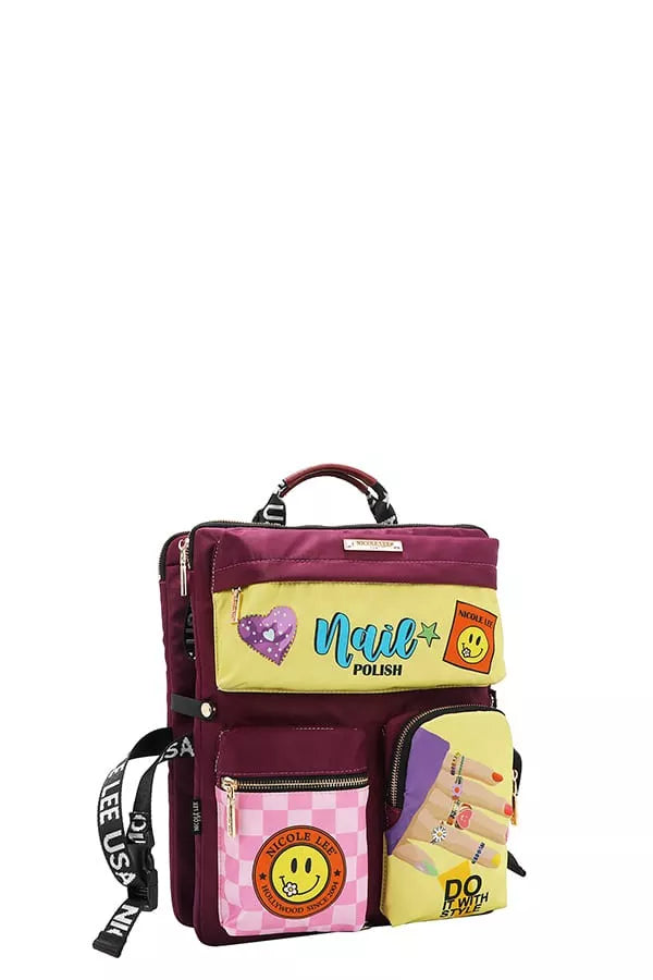 Nicole Lee USA Multi-Pocket Travel Backpack Berry Charmz