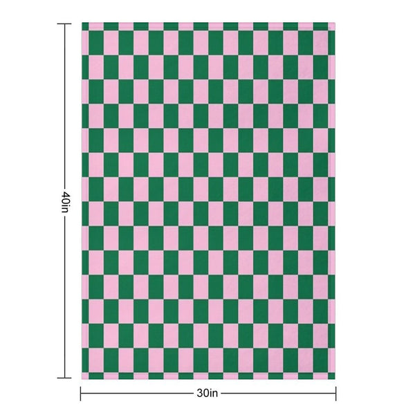 Cotton Candy Pink And Cadmium Green Checkerboard Premium Throw Blanket