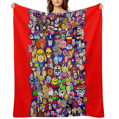 Saturday Morning Cartoon Collage Multi-functional Throw Blanket