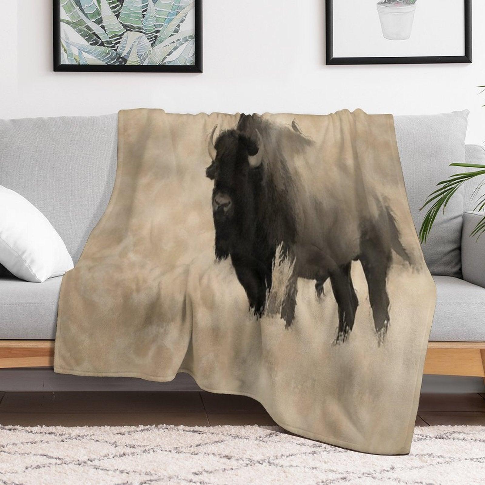 American Buffalo  -  Plains Bison Throw Blanket