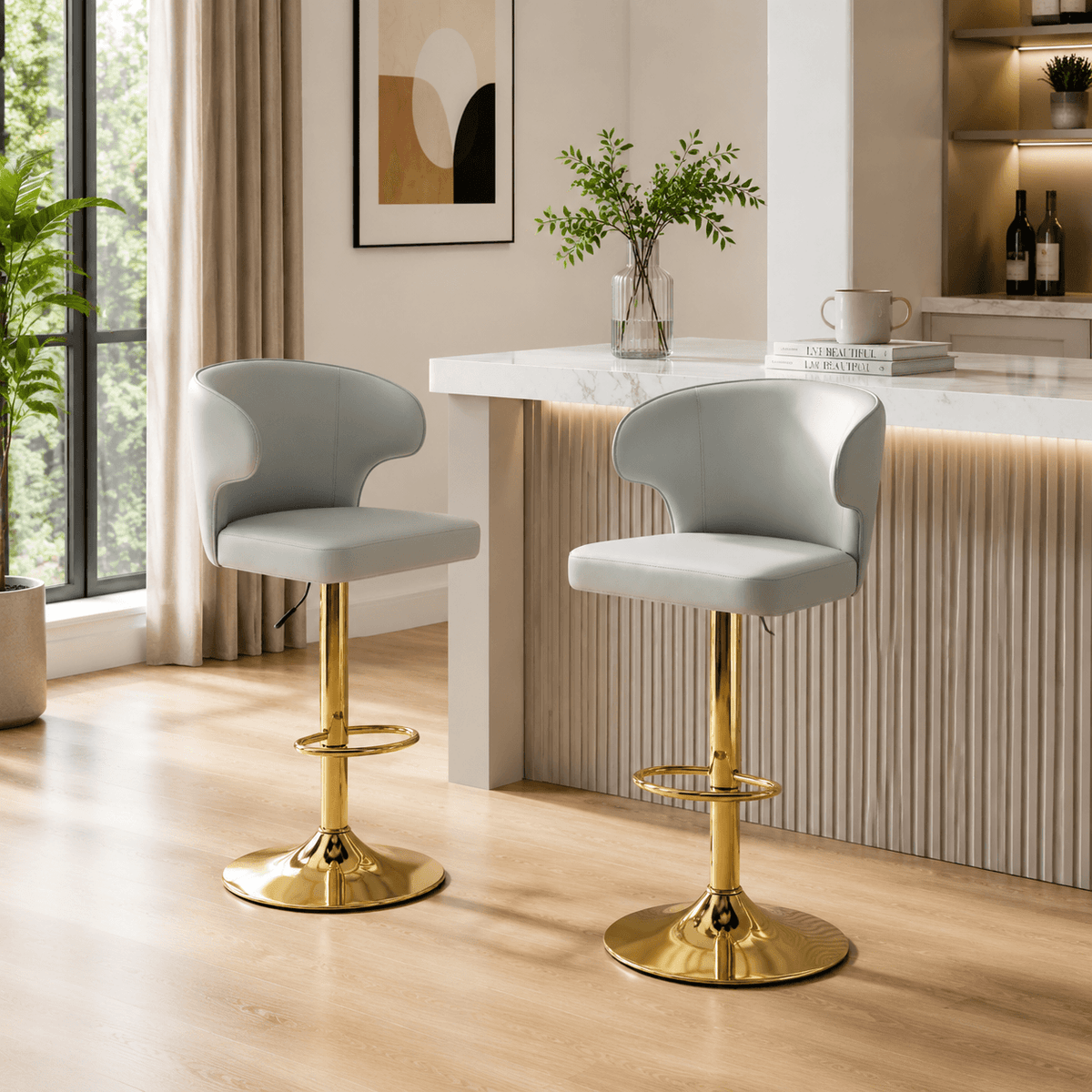 Modern Rotating Adjustable Bar Chair - Set of 2