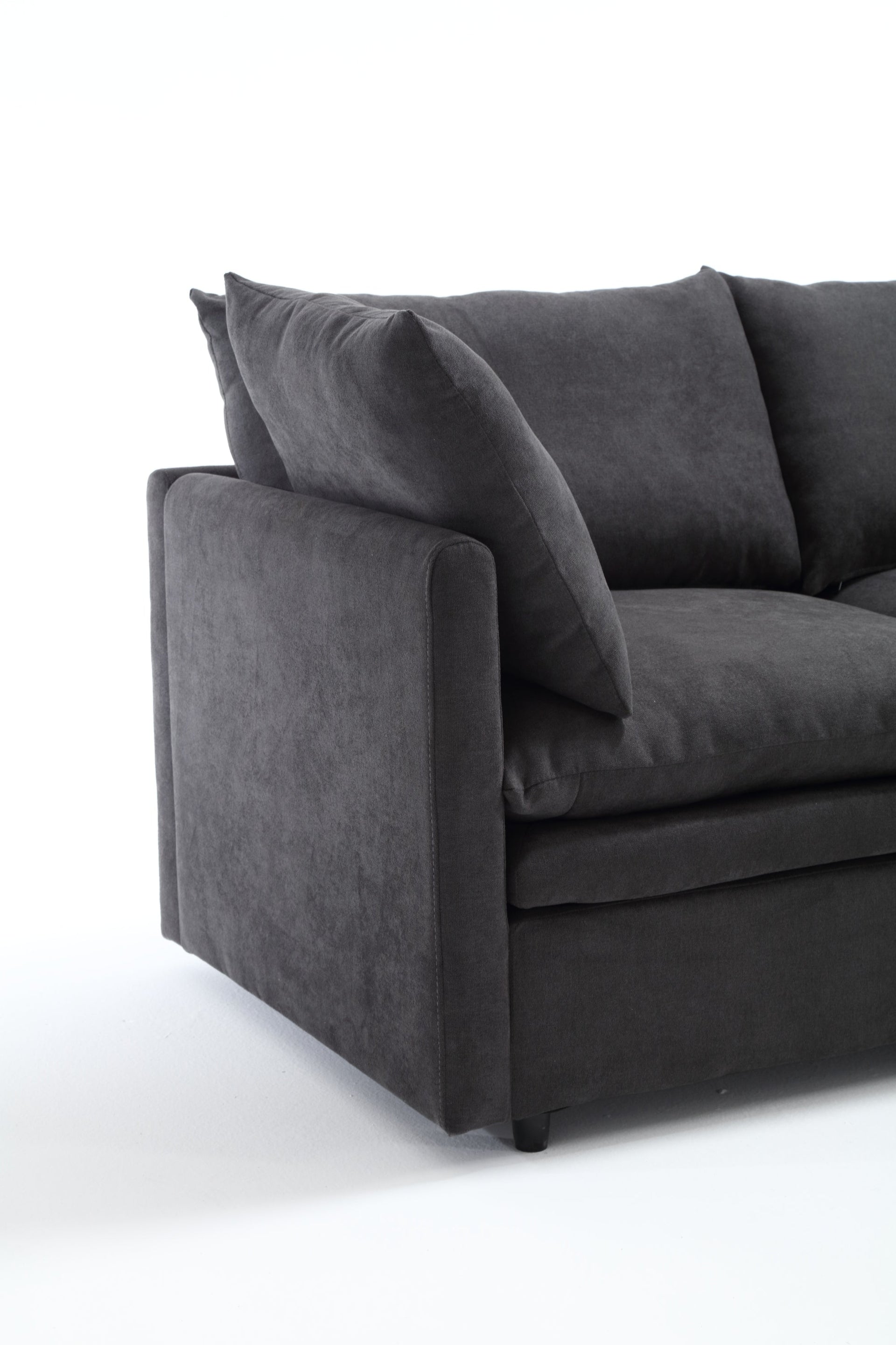 Modern U-shaped Sectional Sofa ,5-seat Upholstered  Sofa Furniture,Sleeper Sofa Couch with Chaise Lounge for Living Room,Apartment,Dark Gray,Polyester
