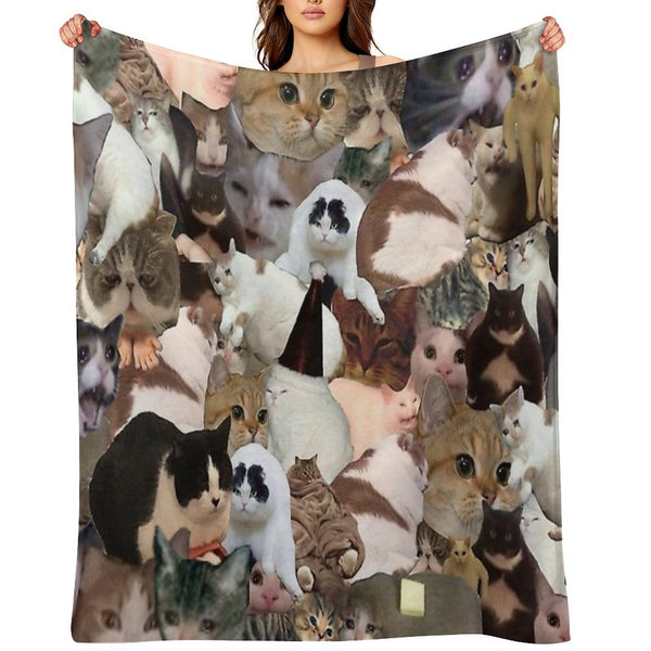 Cat Collage Velvety-soft Throw Blanket