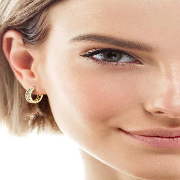 Diamond Gold Huggie Earrings - Gifts for You 'n Me