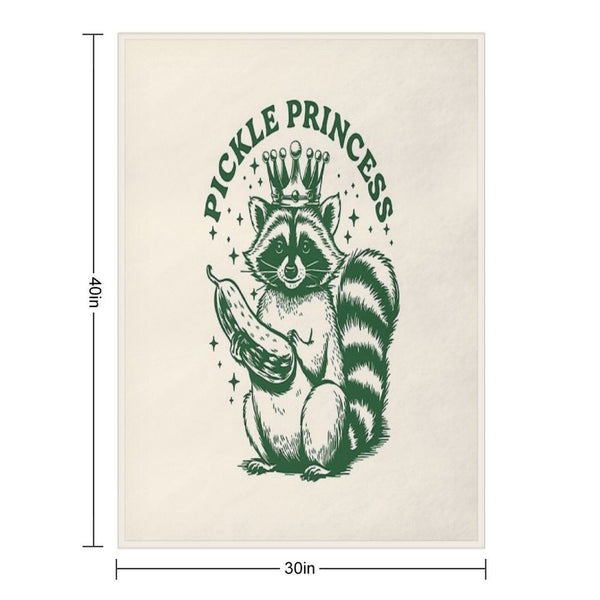 Pickle Princess Funny Pickles Lover Raccoon Foodie Eco-conscious Throw Blanket