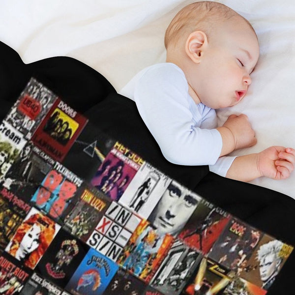 Rock Vinyl Collage Classic Wrinkle-free Throw Blanket