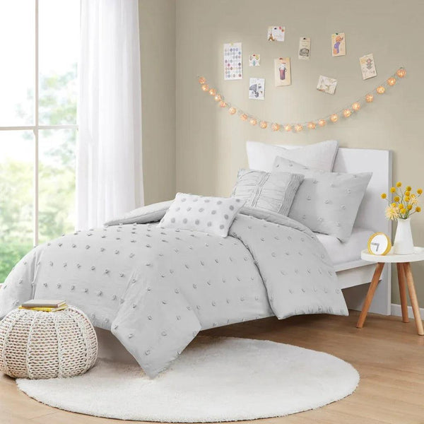 Brooklyn Cotton Jacquard Comforter Set with Euro Shams and Throw Pillows - Gifts for You 'n Me