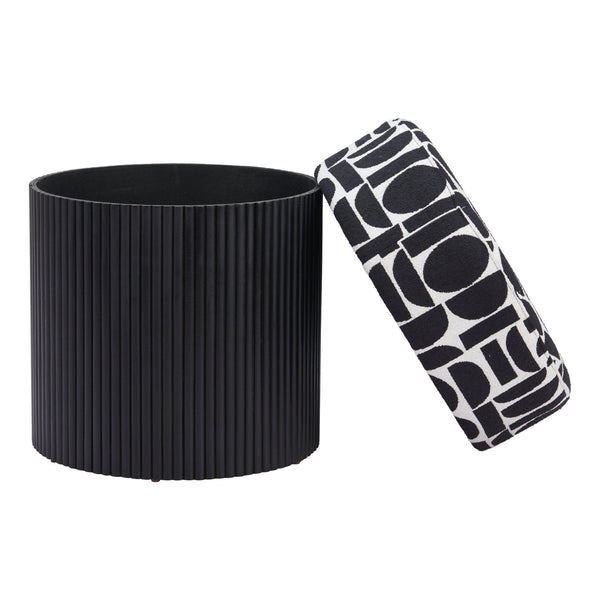 Boto Storage Ottoman Black & White