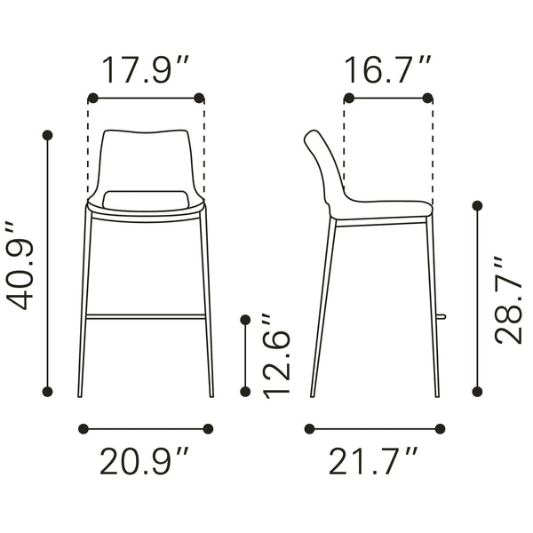 Ace Barstool (Set of 2) White & Silver