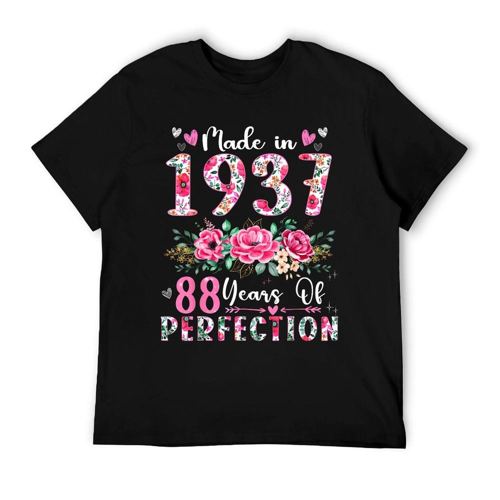 88 Year Old Made In 1937 Floral 88th Birthday Women T-Shirt