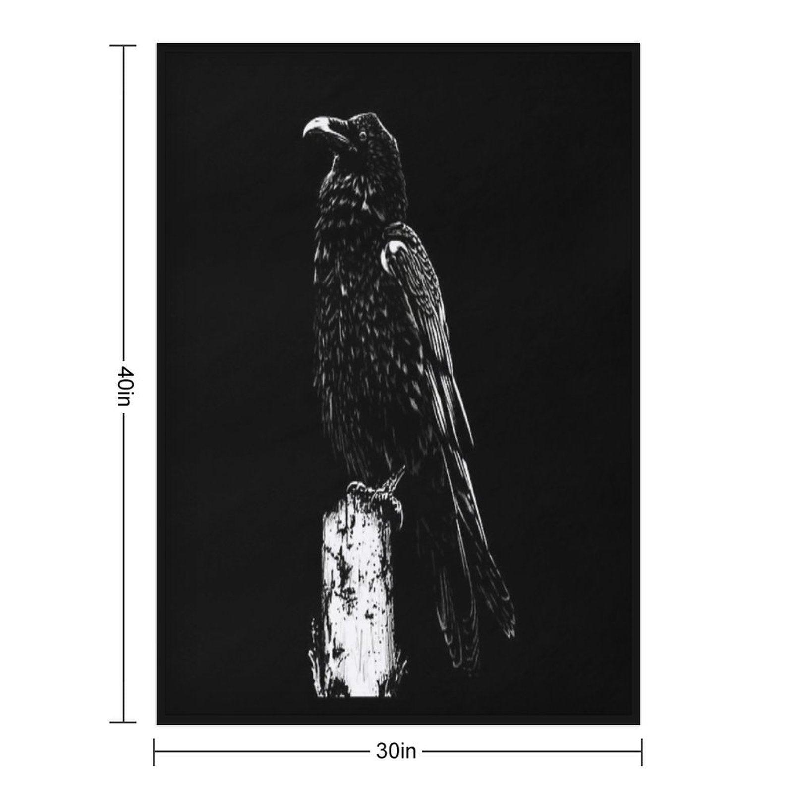 Raven #1 on Black Throw Blanket