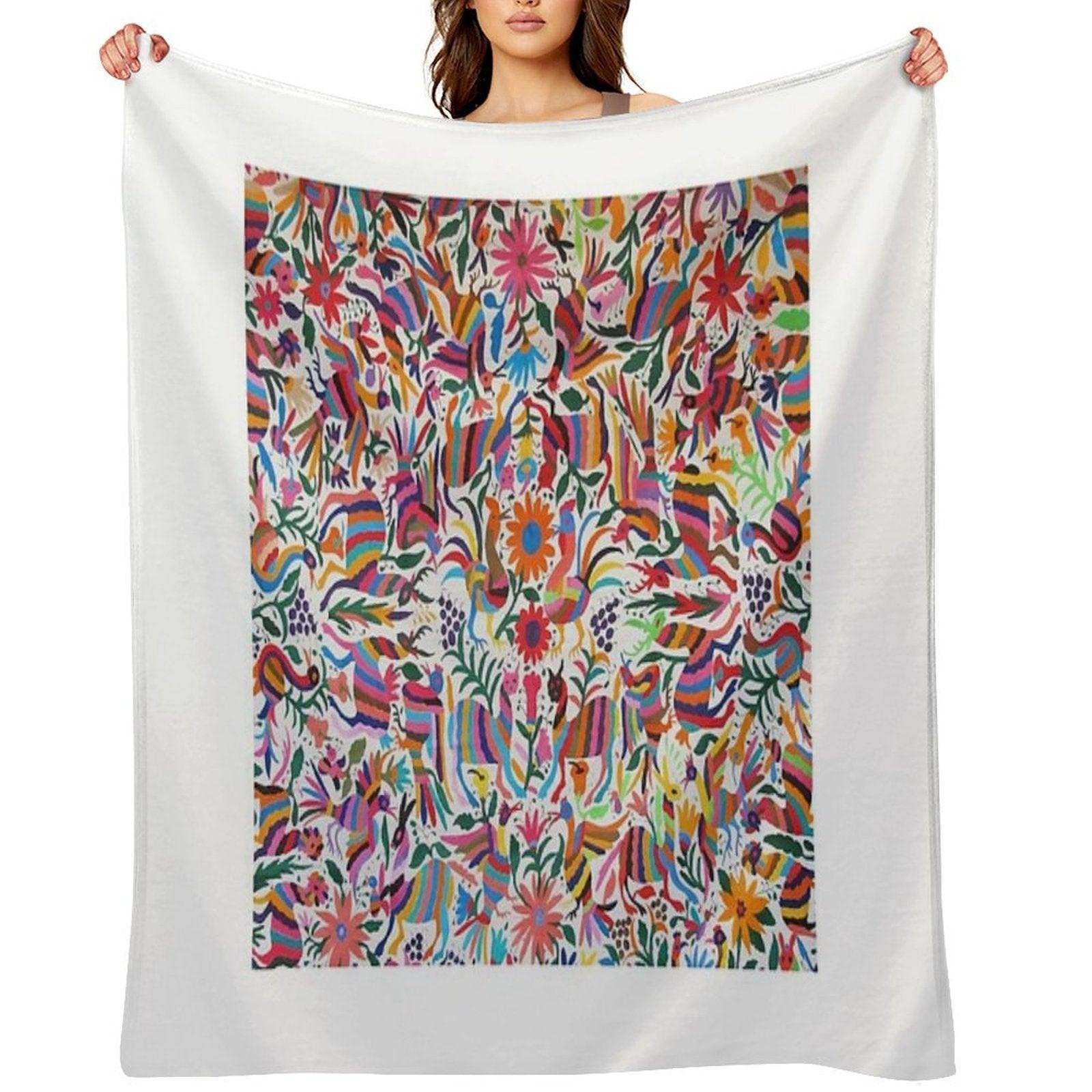 Otomi Fabric Mexico Art Throw Blanket