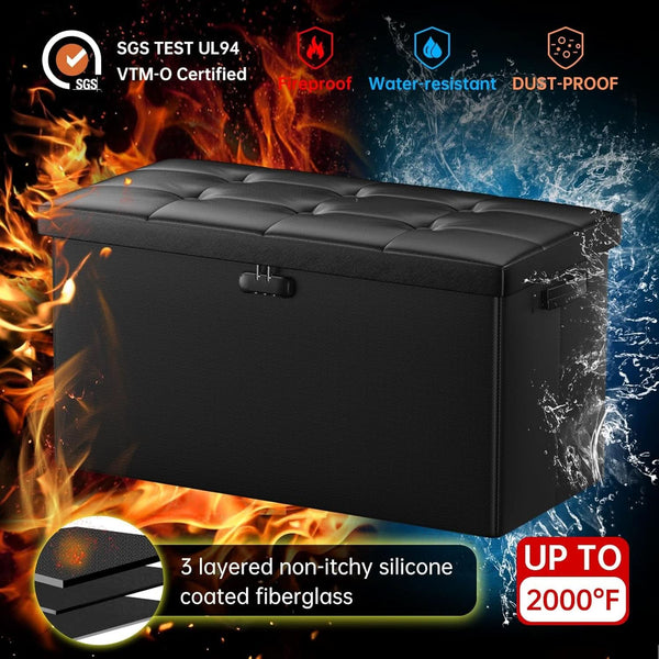 Storage Ottoman Bench 30 Inches Black Storage Lock Pro
