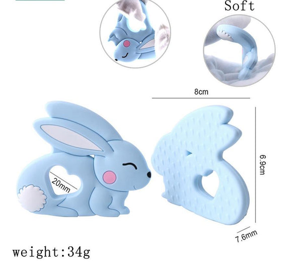 Baby Teether Silicone Rabbit Food Grade Bunny Teether Nursing Teething  Accessories Silicone Animal Teether For Kids and Baby