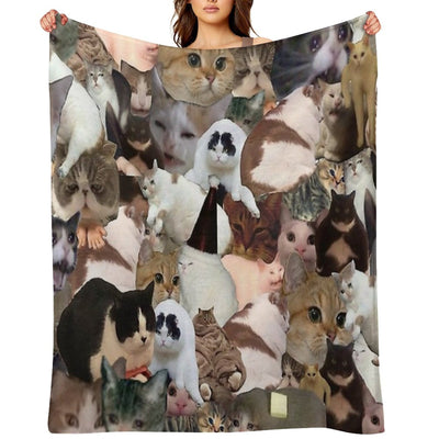 Cat Collage Velvety-soft Throw Blanket