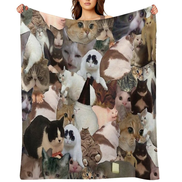 Cat Collage Velvety-soft Throw Blanket